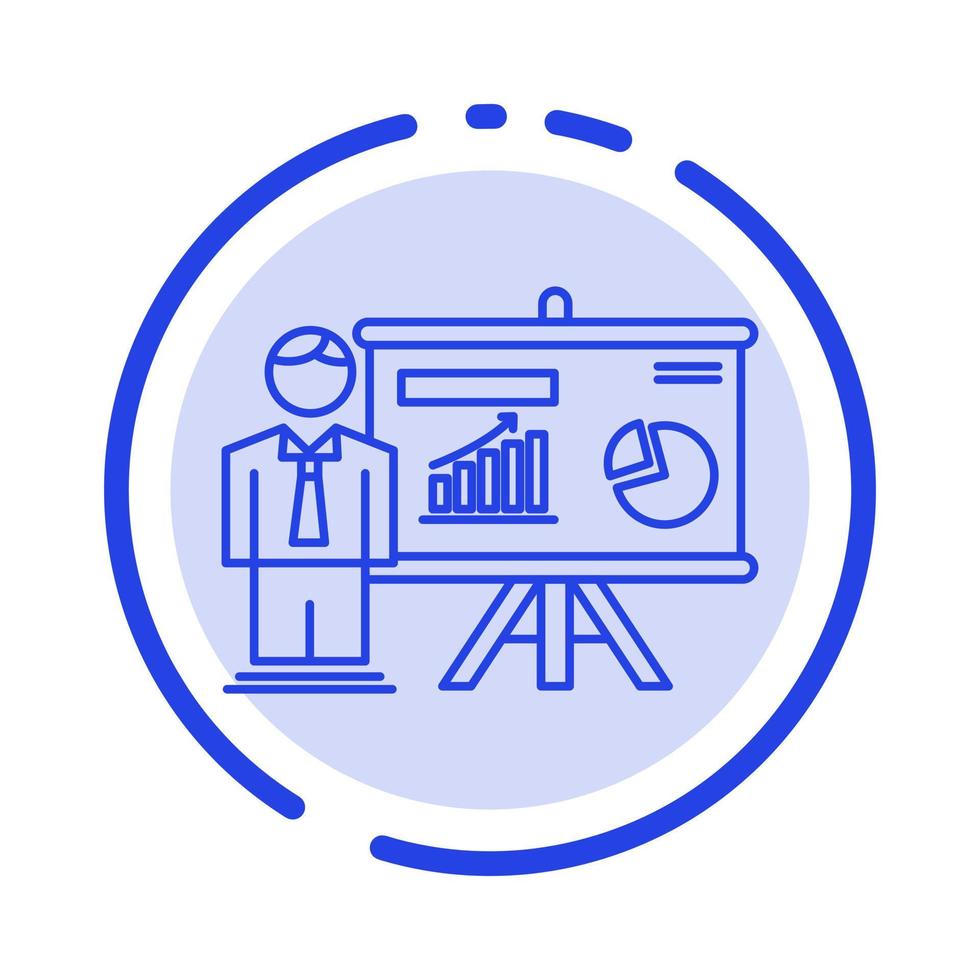 Presentation Office University Professor  Blue Dotted Line Line Icon vector