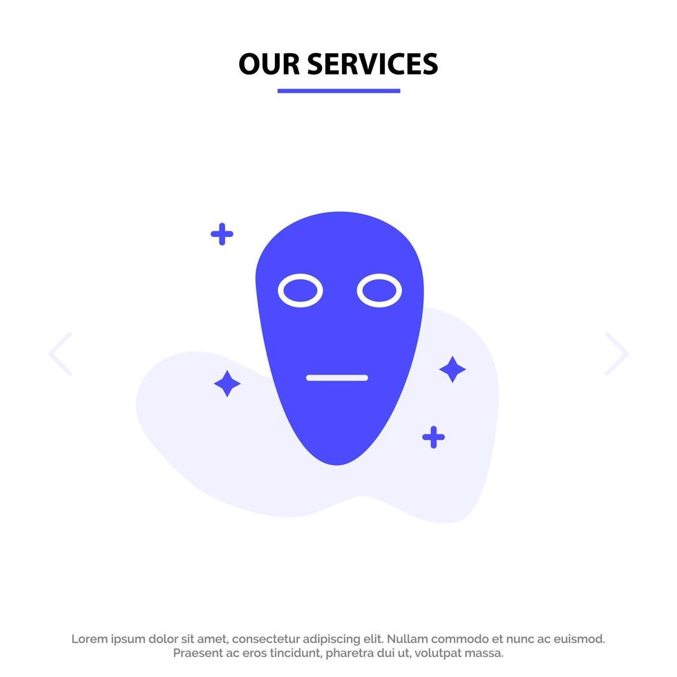 Our Services Alien Galaxy Space Solid Glyph Icon Web card Template vector