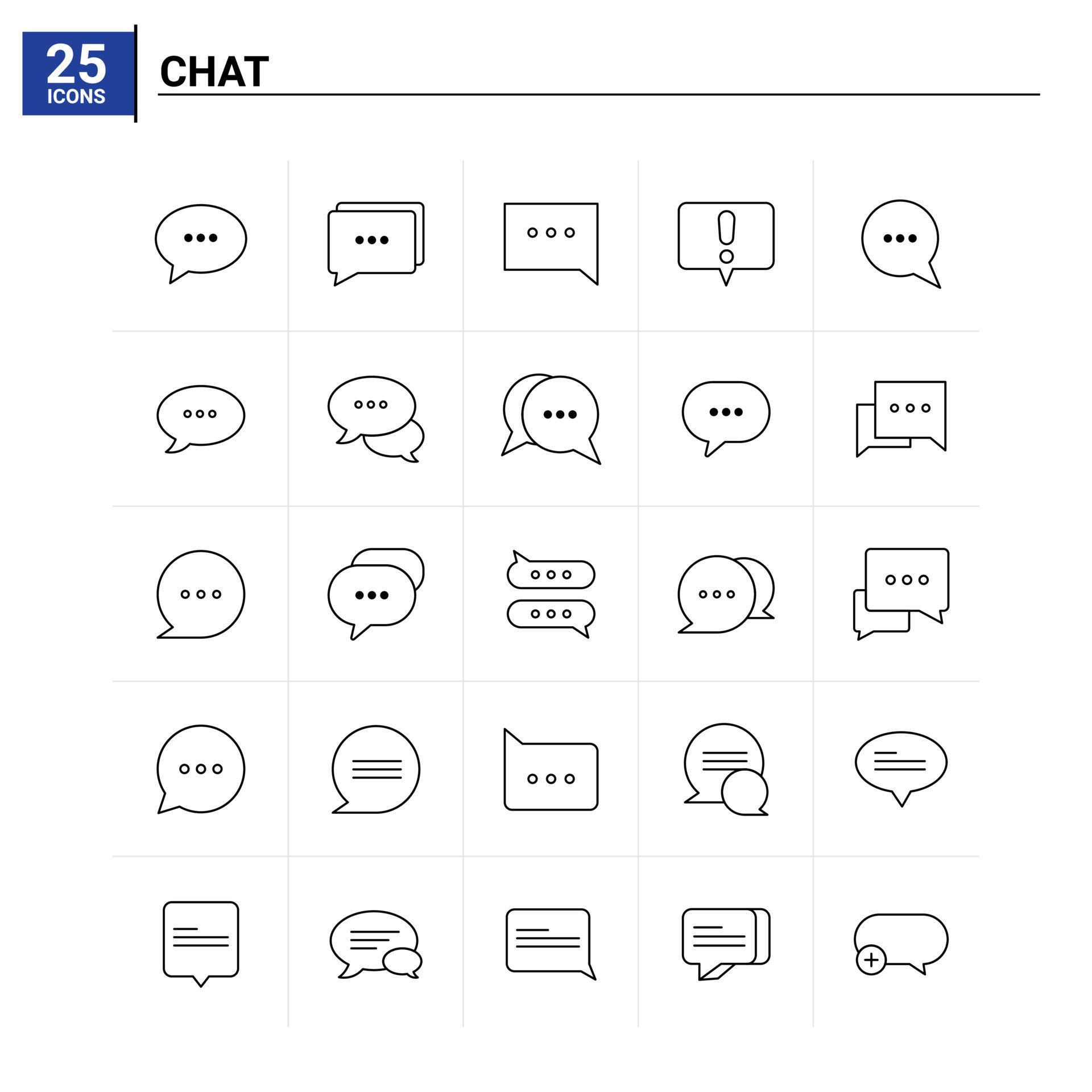 25 Chat icon set vector background 19181377 Vector Art at Vecteezy