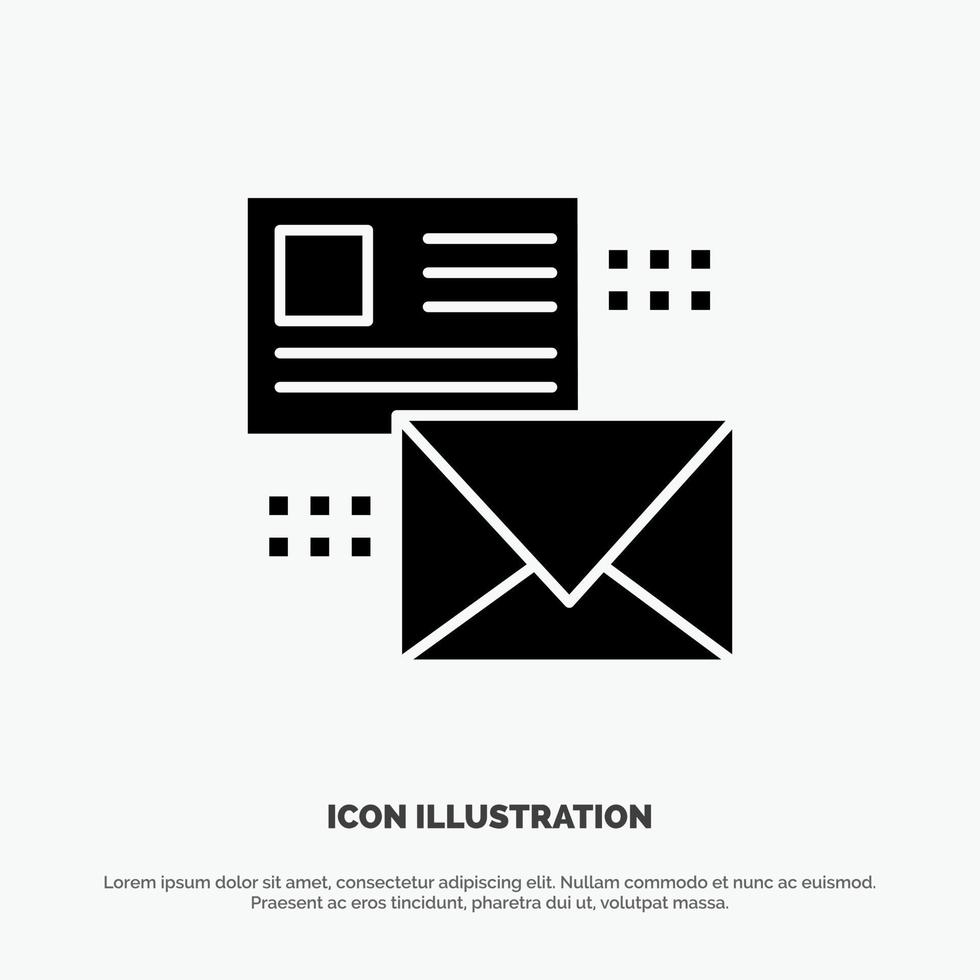 Mailing Conversation Emails List Mail solid Glyph Icon vector