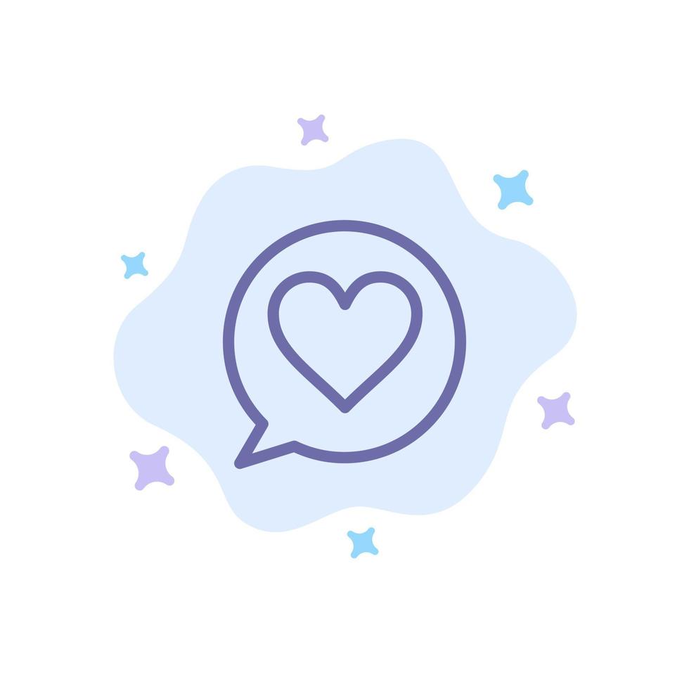 Chat Love Heart Blue Icon on Abstract Cloud Background vector