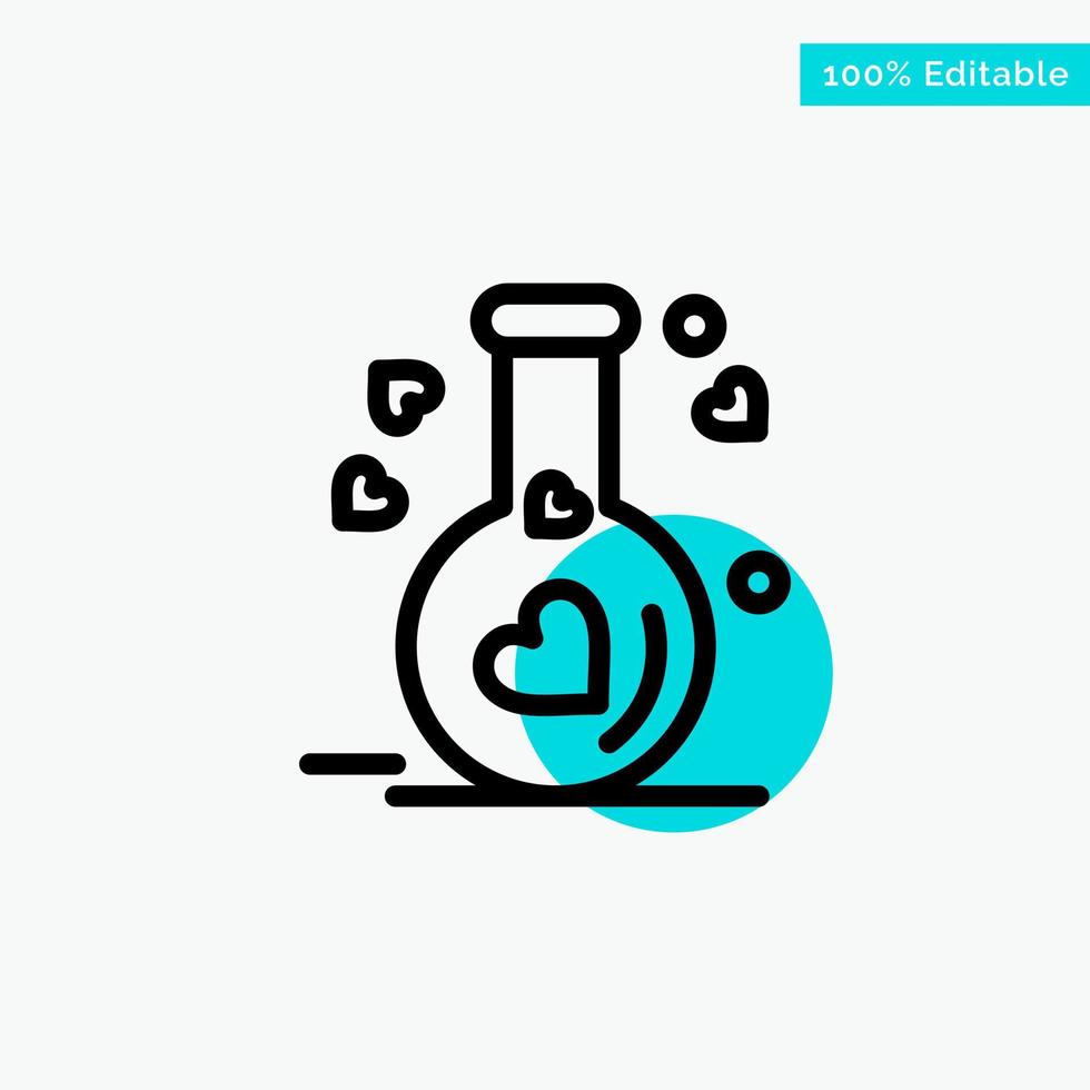 Flask Love Heart Wedding turquoise highlight circle point Vector icon