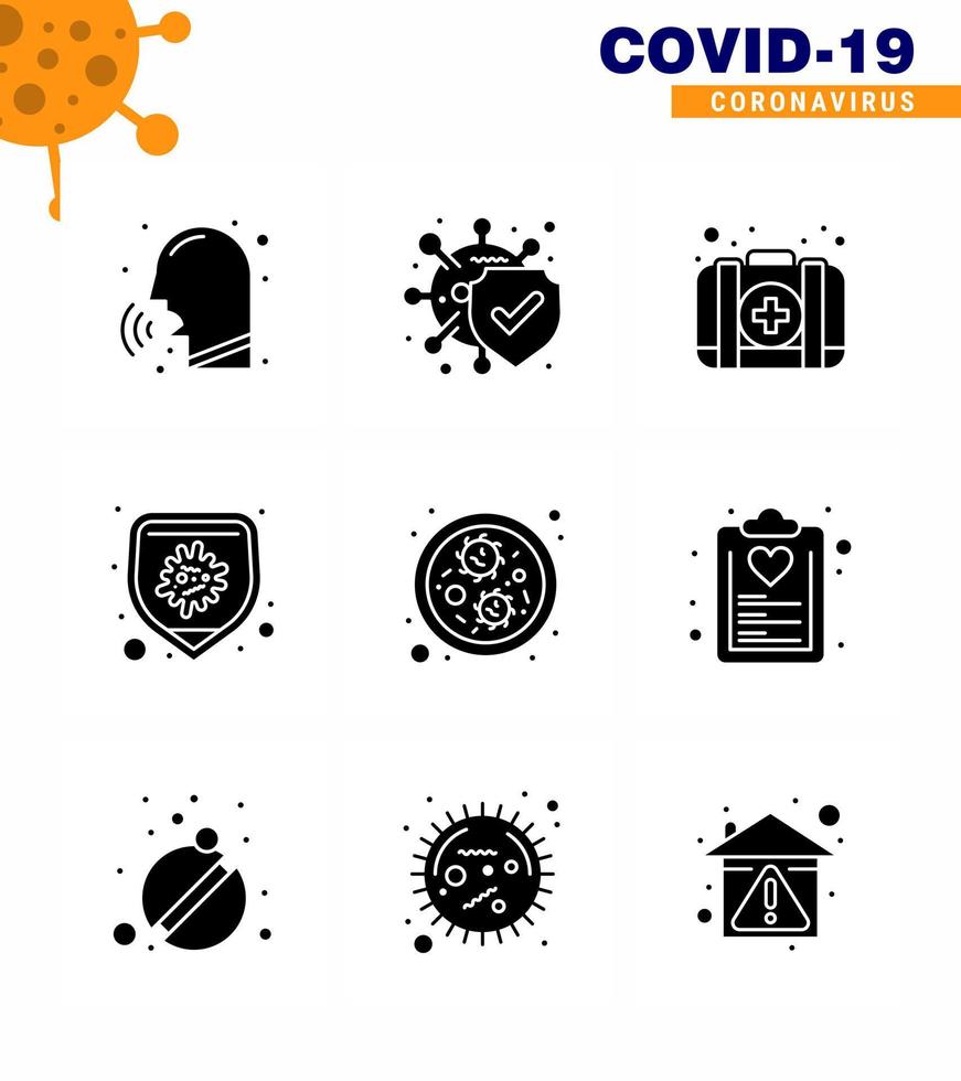 Coronavirus awareness icons 9 Solid Glyph Black icon Corona Virus Flu Related such as bacteria disease safe bacteria case viral coronavirus 2019nov disease Vector Design Elements