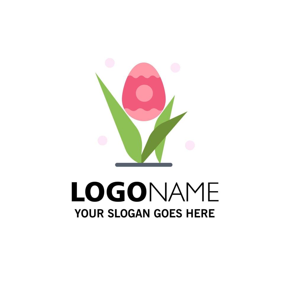 Egg Grass Holiday Easter Business Logo Template Flat Color vector