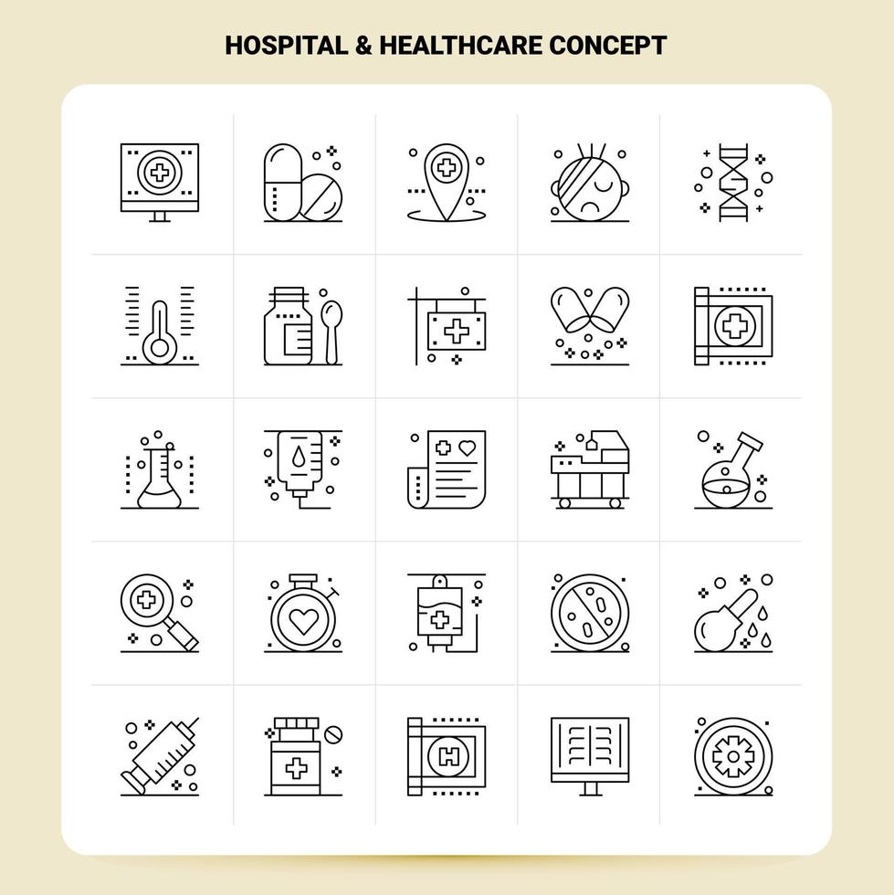 contorno 25 concepto de atención médica del hospital conjunto de iconos diseño de estilo de línea vectorial conjunto de iconos negros paquete de pictogramas lineales ideas de negocios web y móviles diseño ilustración vectorial vector