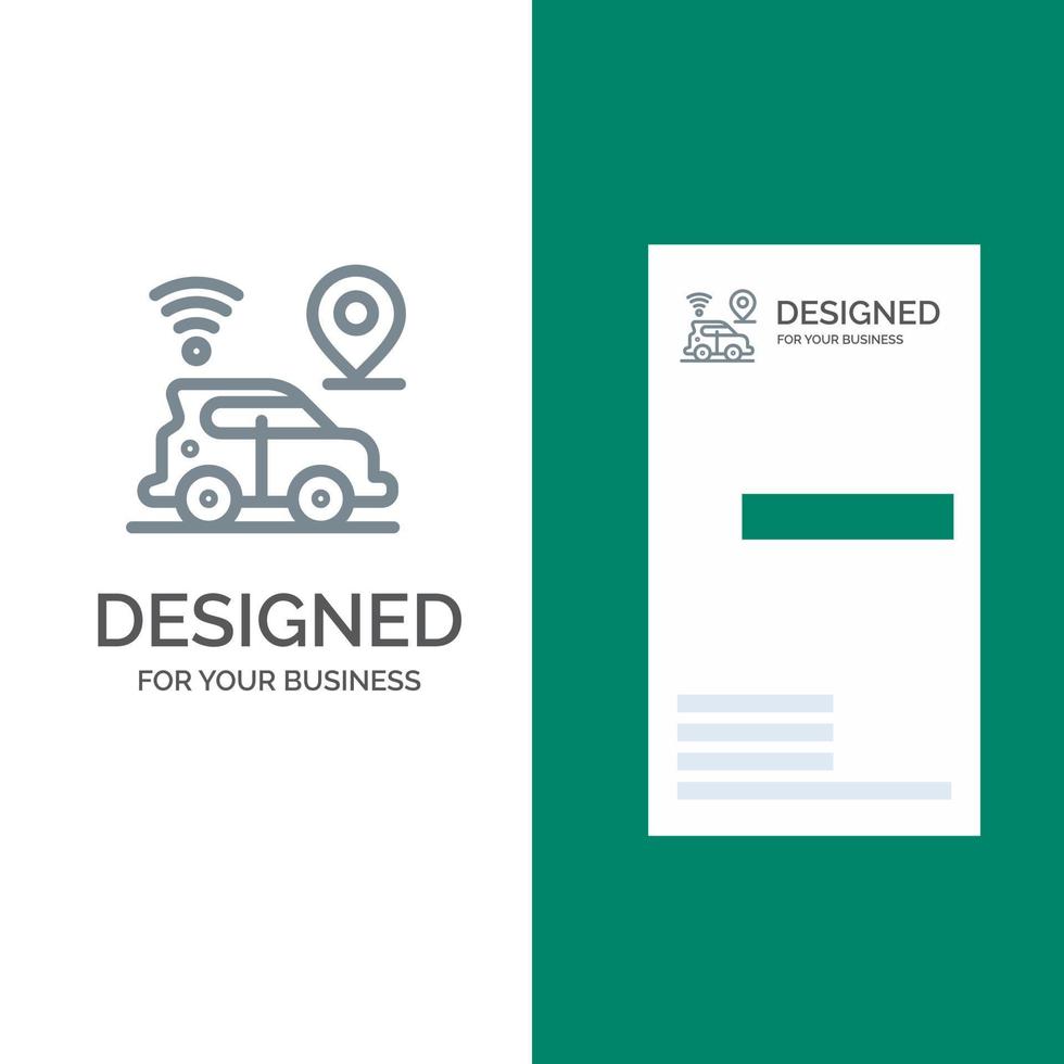 diseño de logotipo gris de tecnología de mapa de ubicación de automóviles y plantilla de tarjeta de visita vector