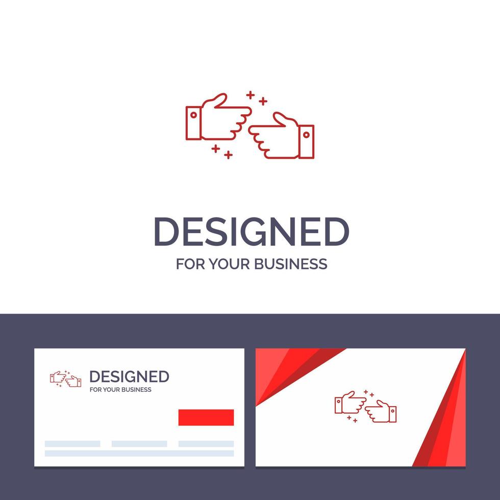 tarjeta de visita creativa y plantilla de logotipo apretón de manos hecho bien ilustración de vector de negocio