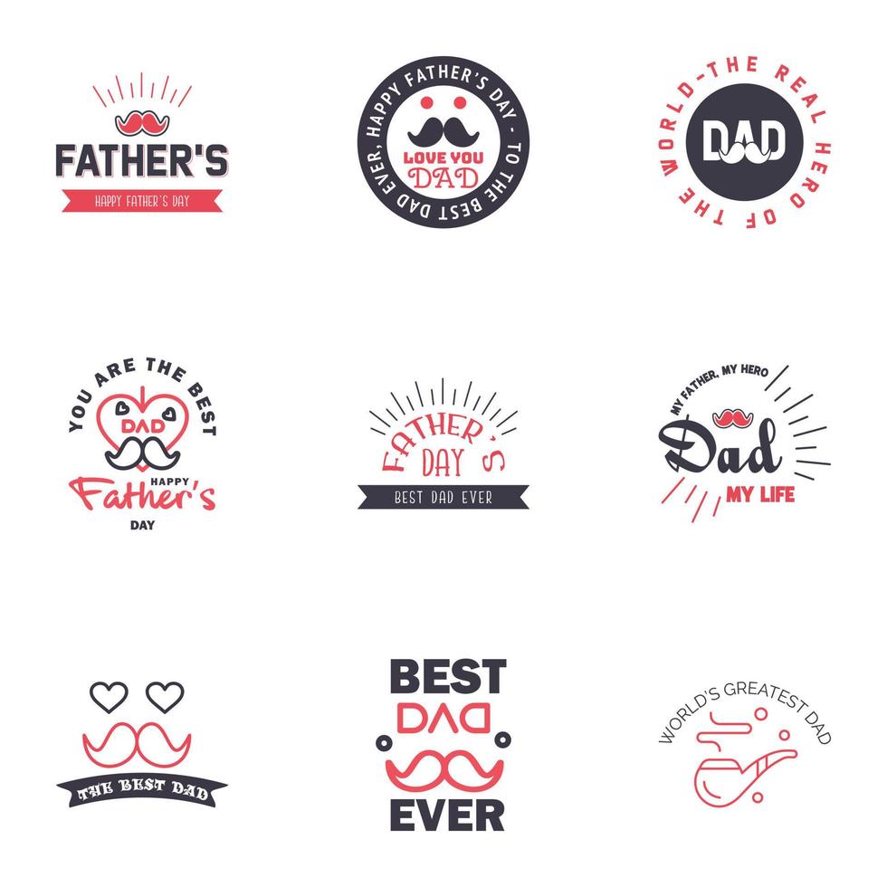 Happy Fathers Day Appreciation Vector Text Banner 9 Black and Pink Background for Posters Flyers Marketing Greeting Cards Editable Vector Design Elements
