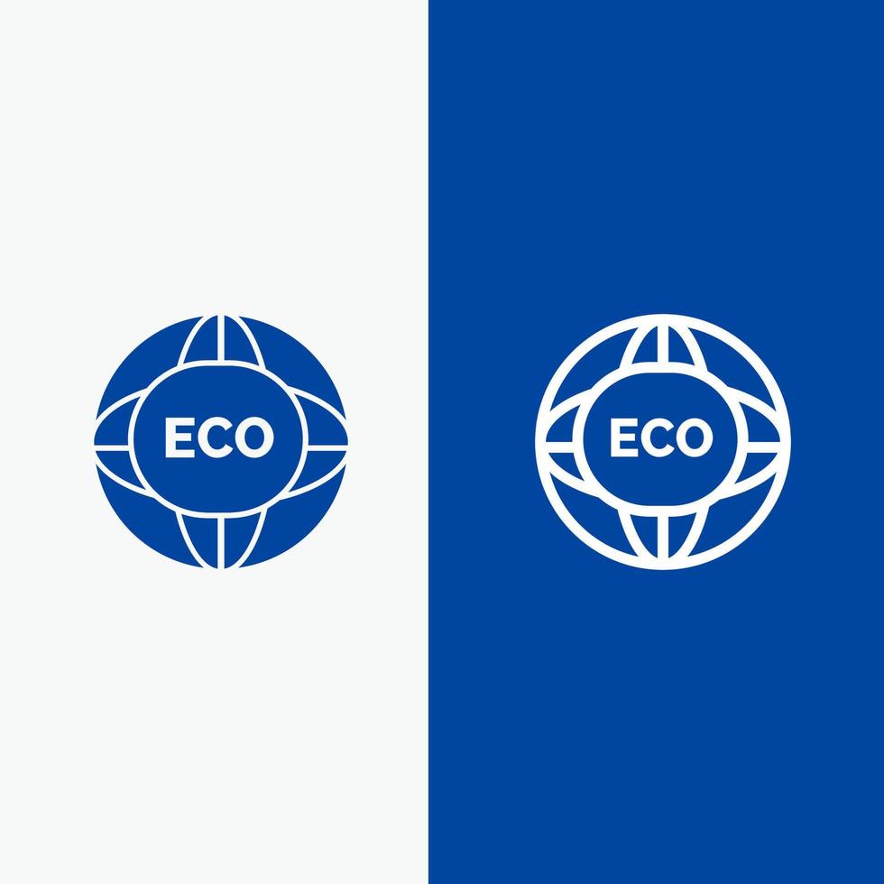 medio ambiente global internet mundo línea ecológica y glifo icono sólido bandera azul línea y glifo icono sólido bandera azul vector