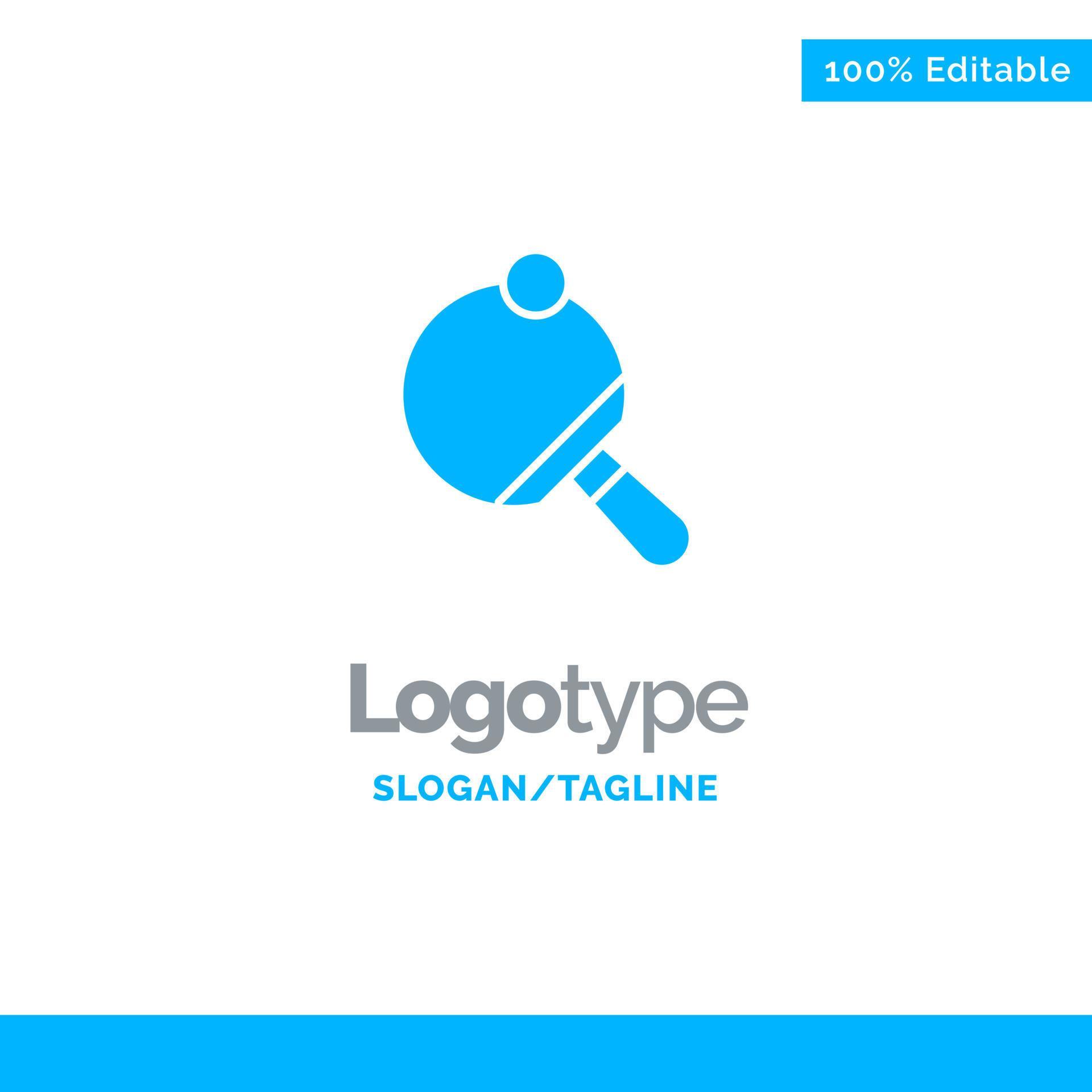 Pong Racket Table Tennis Blue Solid Logo Template Place for Tagline