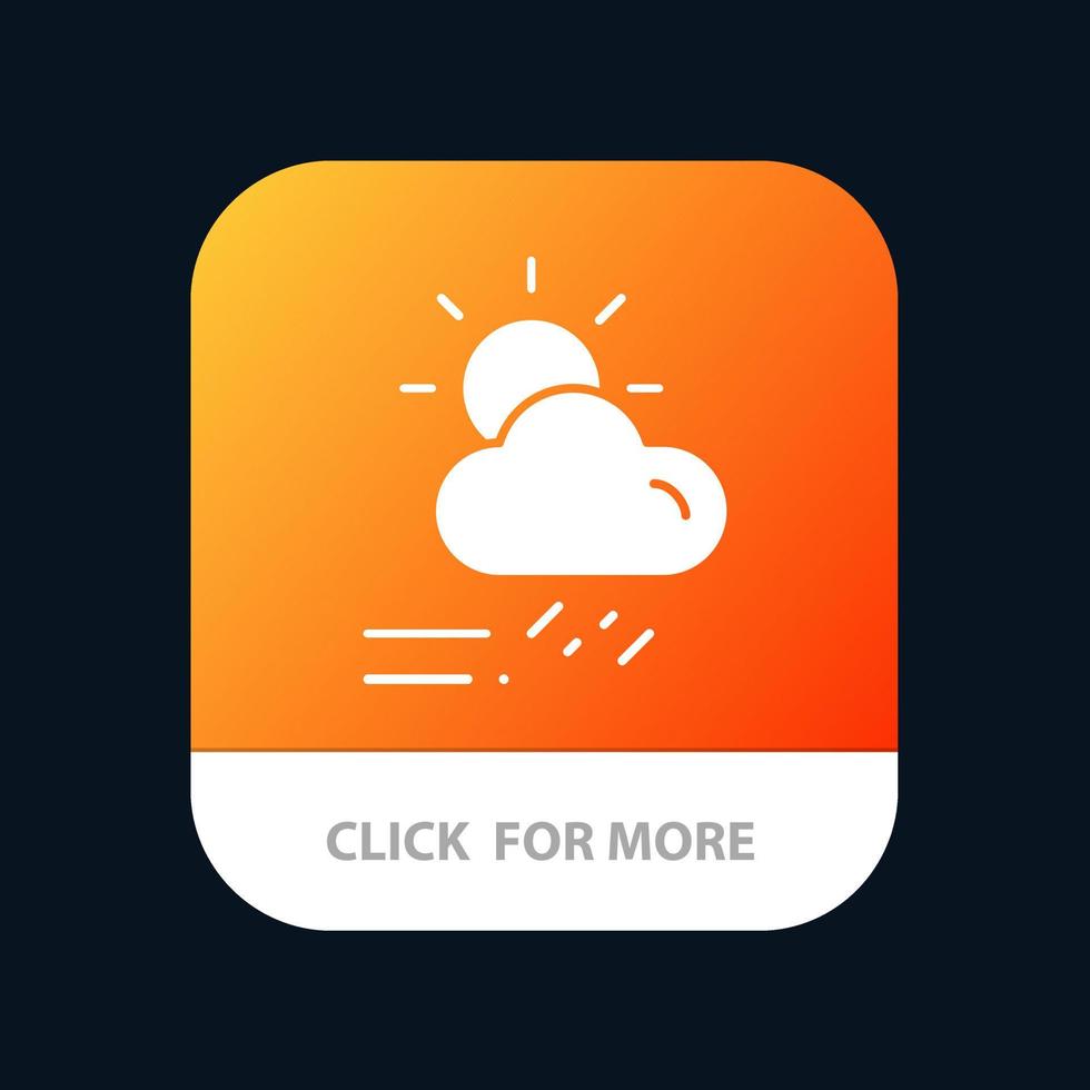 botón de la aplicación móvil del clima de la temporada de lluvias del día de la nube versión de glifo de android e ios vector