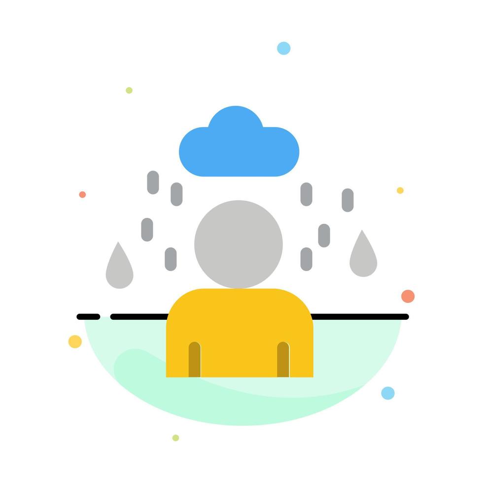 Man Cloud Rainy Abstract Flat Color Icon Template vector