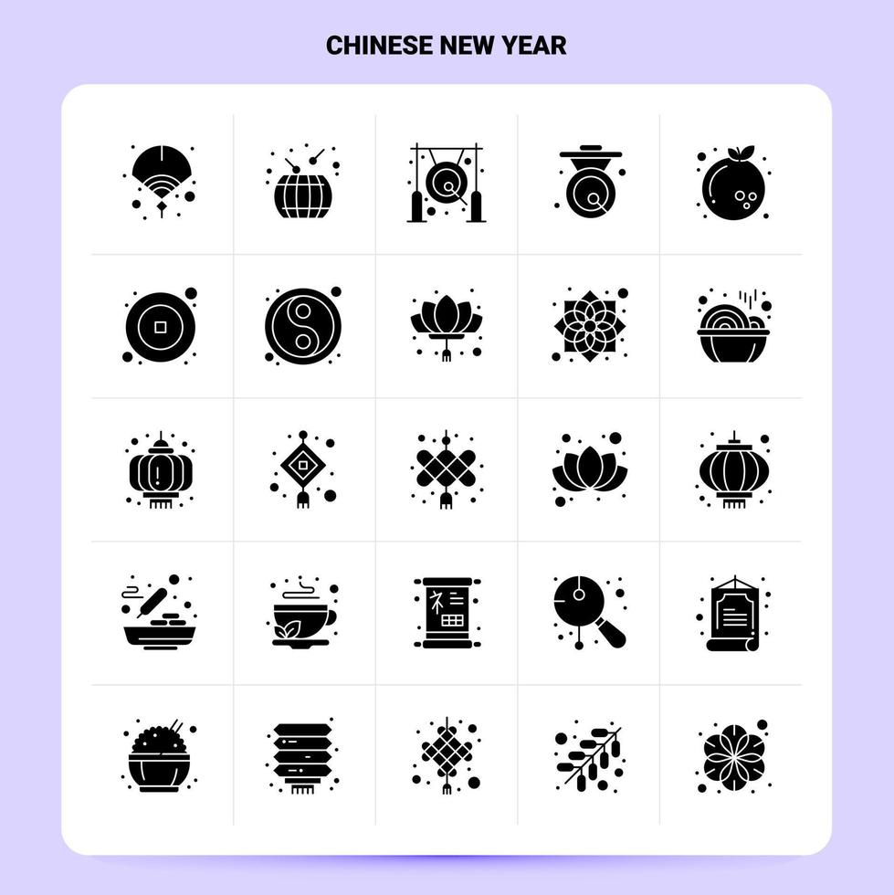 sólido 25 conjunto de iconos de año nuevo chino diseño de estilo de glifo vectorial conjunto de iconos negros diseño de ideas de negocios web y móviles ilustración vectorial vector