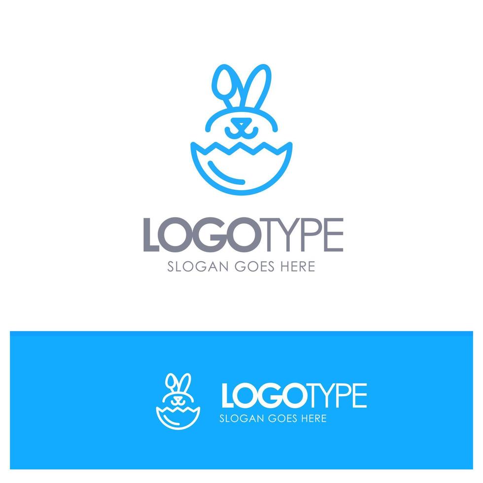 Egg Rabbit Easter Blue Outline Logo Place for Tagline vector