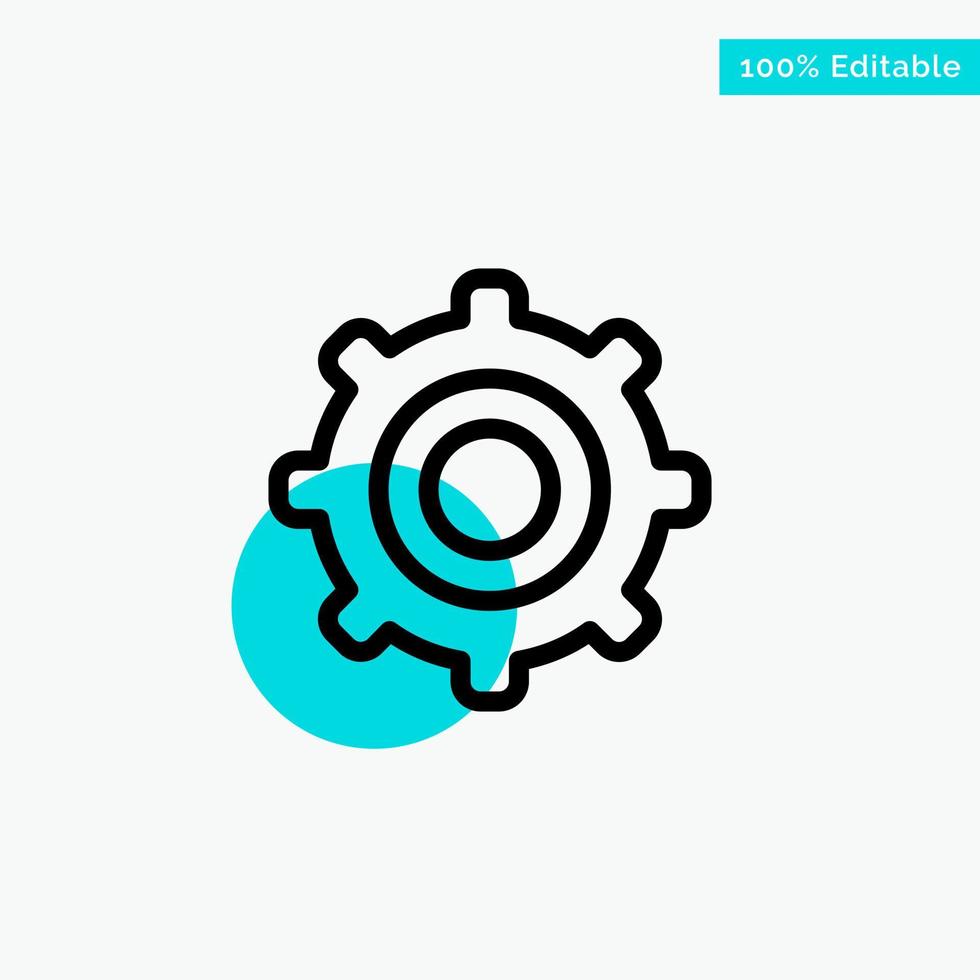 Gear Setting Cogs turquoise highlight circle point Vector icon