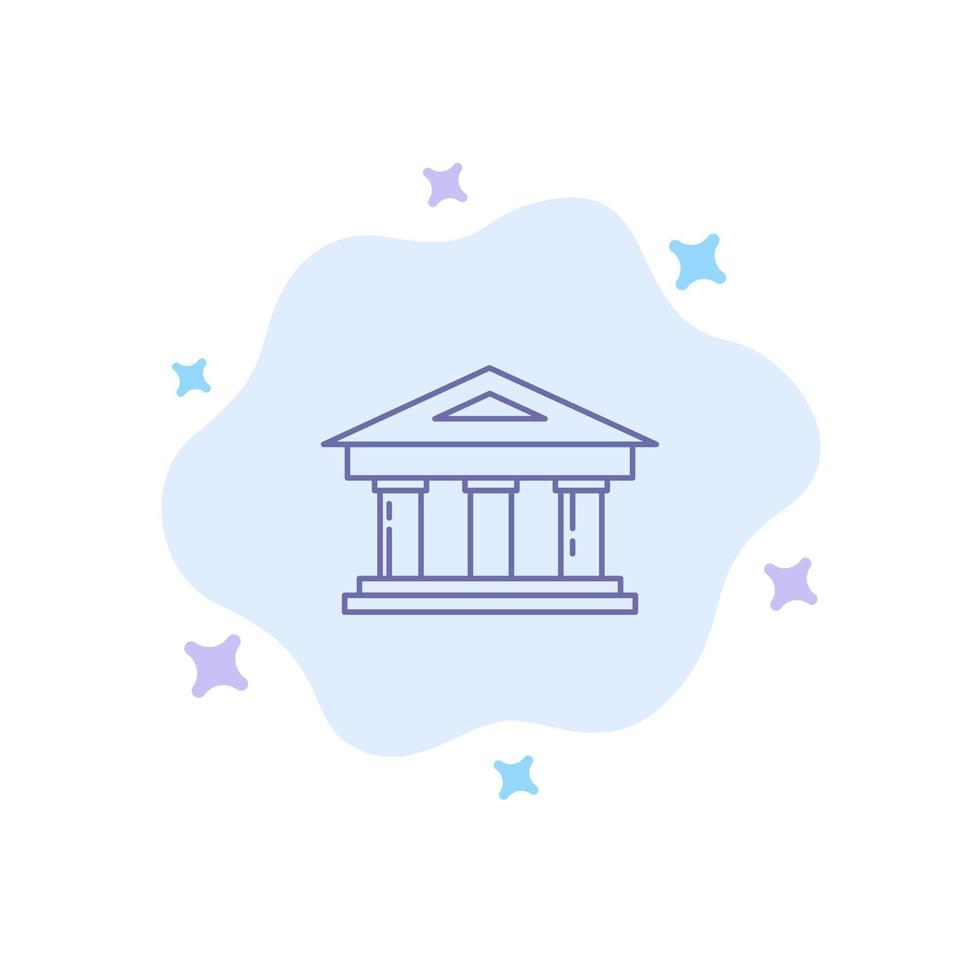 banco tribunal finanzas finanzas edificio icono azul sobre fondo de nube abstracta vector