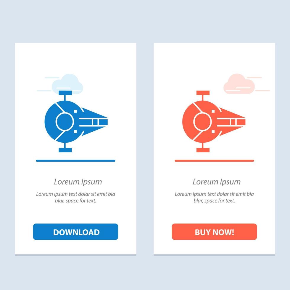 Cruiser Fighter Interceptor Ship Spacecraft  Blue and Red Download and Buy Now web Widget Card Template vector