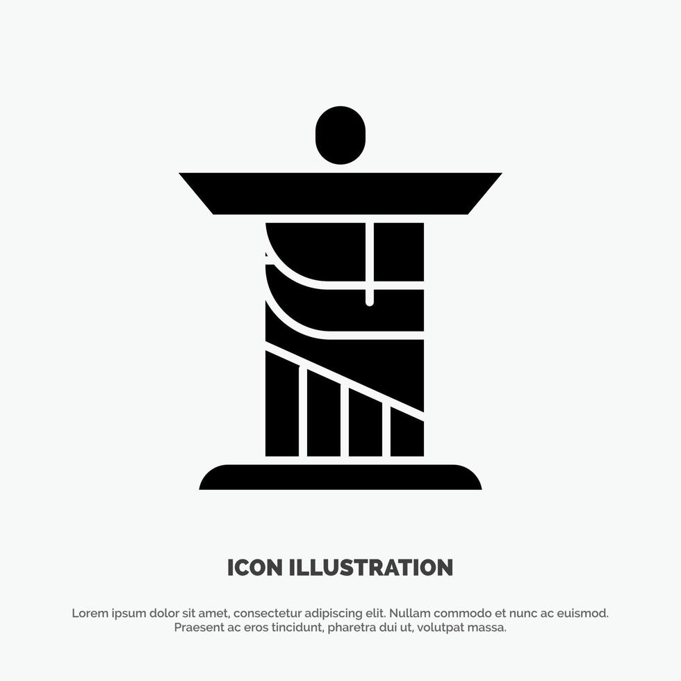 Jesus Christ Monument Landmark Solid Black Glyph Icon vector