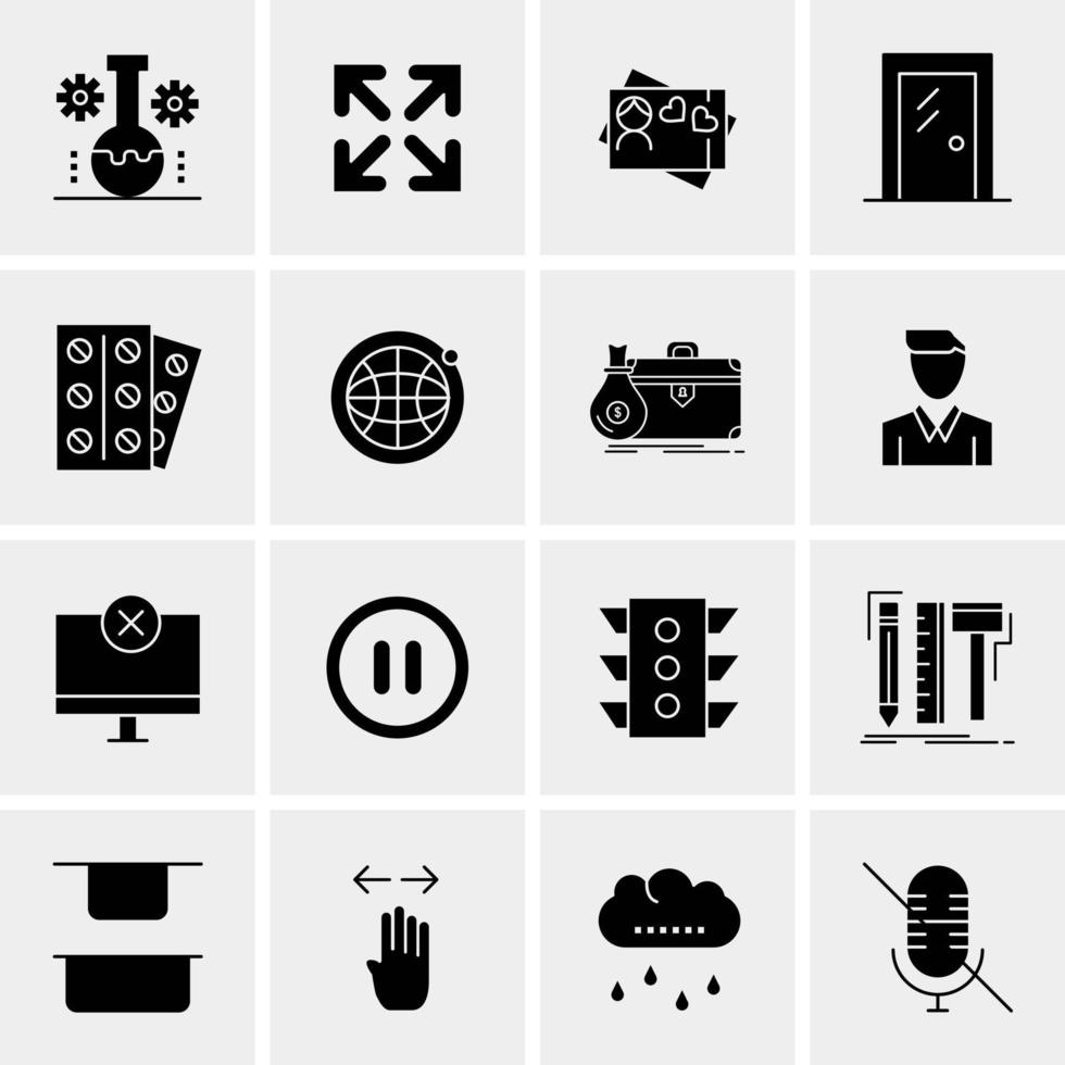 16 iconos de negocios universales vector ilustración de icono creativo para usar en proyectos relacionados con la web y dispositivos móviles