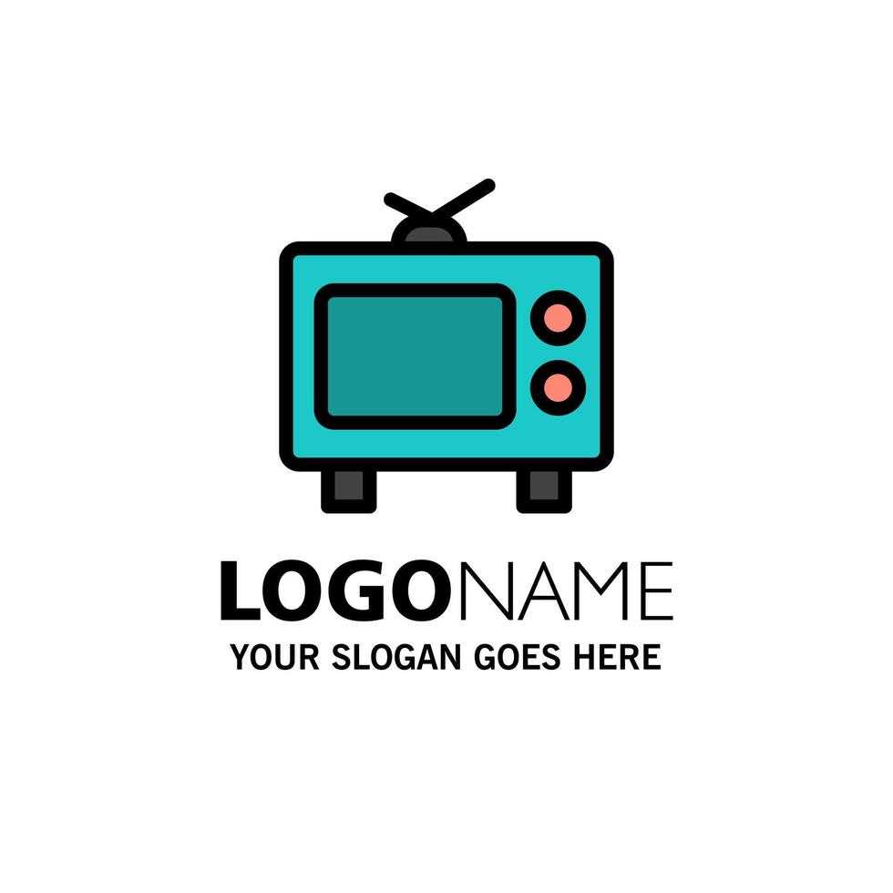 plantilla de logotipo de empresa de medios de televisión de televisión color plano vector
