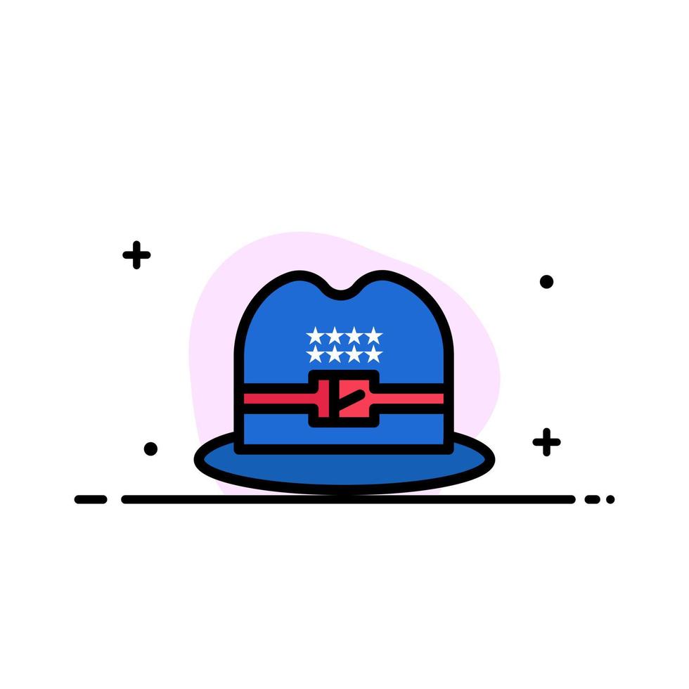 hat cap american business línea plana llena icono vector banner plantilla