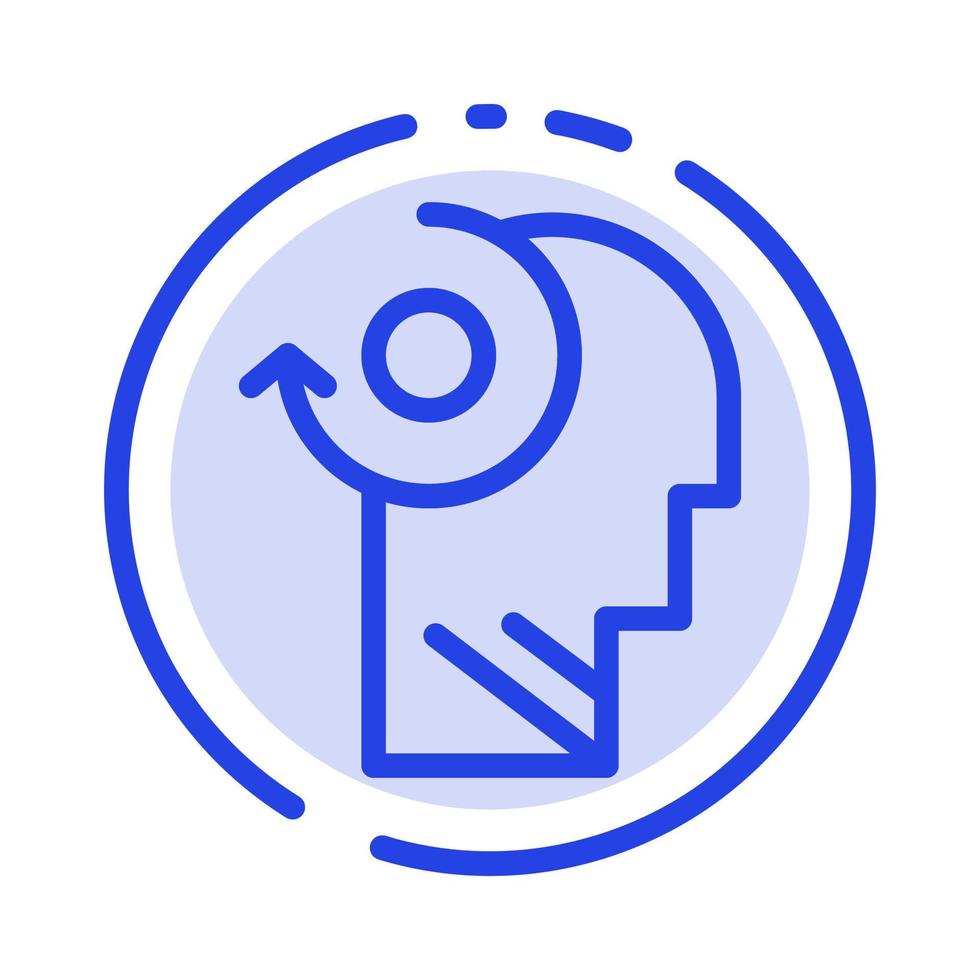 Clear Mind Your Head Blue Dotted Line Line Icon vector