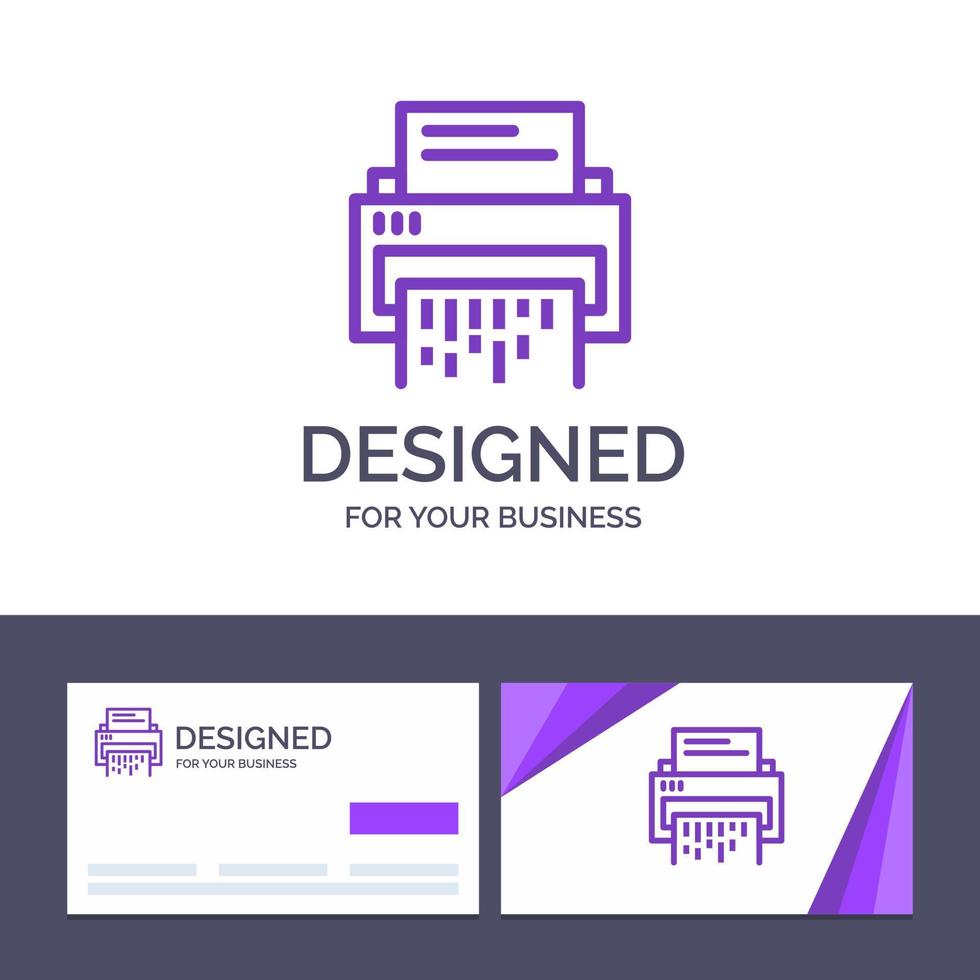 tarjeta de visita creativa y plantilla de logotipo datos confidenciales eliminar información de archivo de documento trituradora ilustración vectorial vector