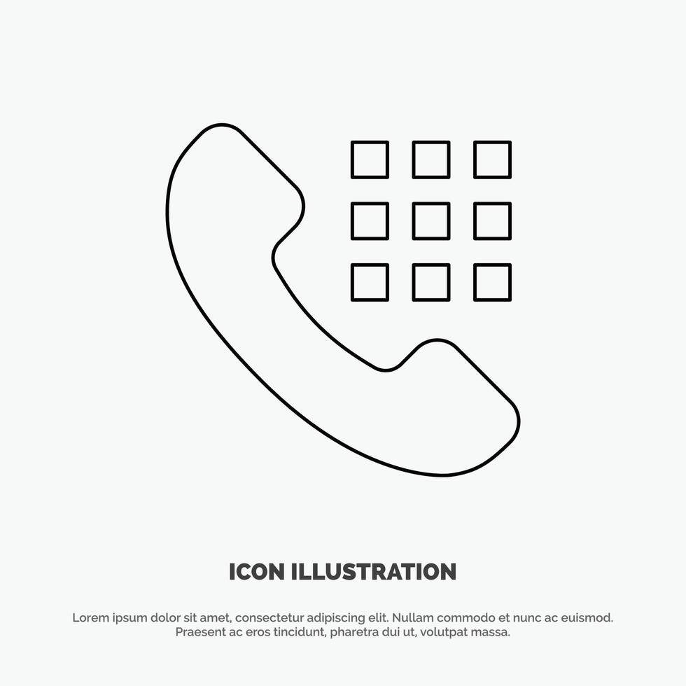 Call Dial Phone Keys Line Icon Vector