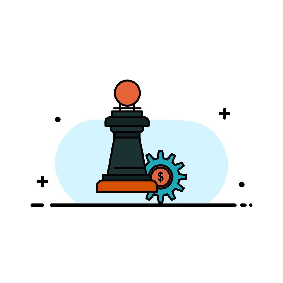 Chess Business Strategy Success  Business Flat Line Filled Icon Vector Banner Template