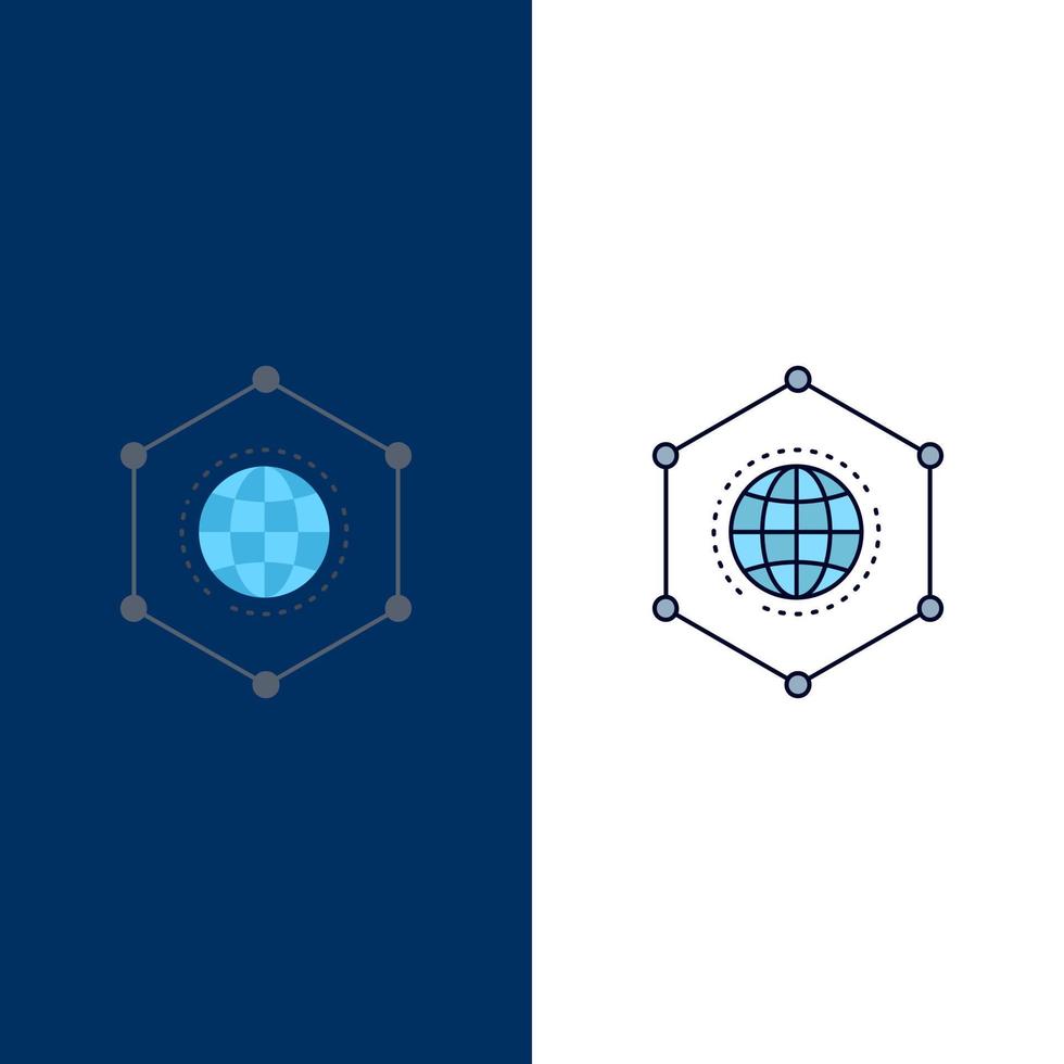 vector de icono de color plano de negocio de conexión de datos global de red