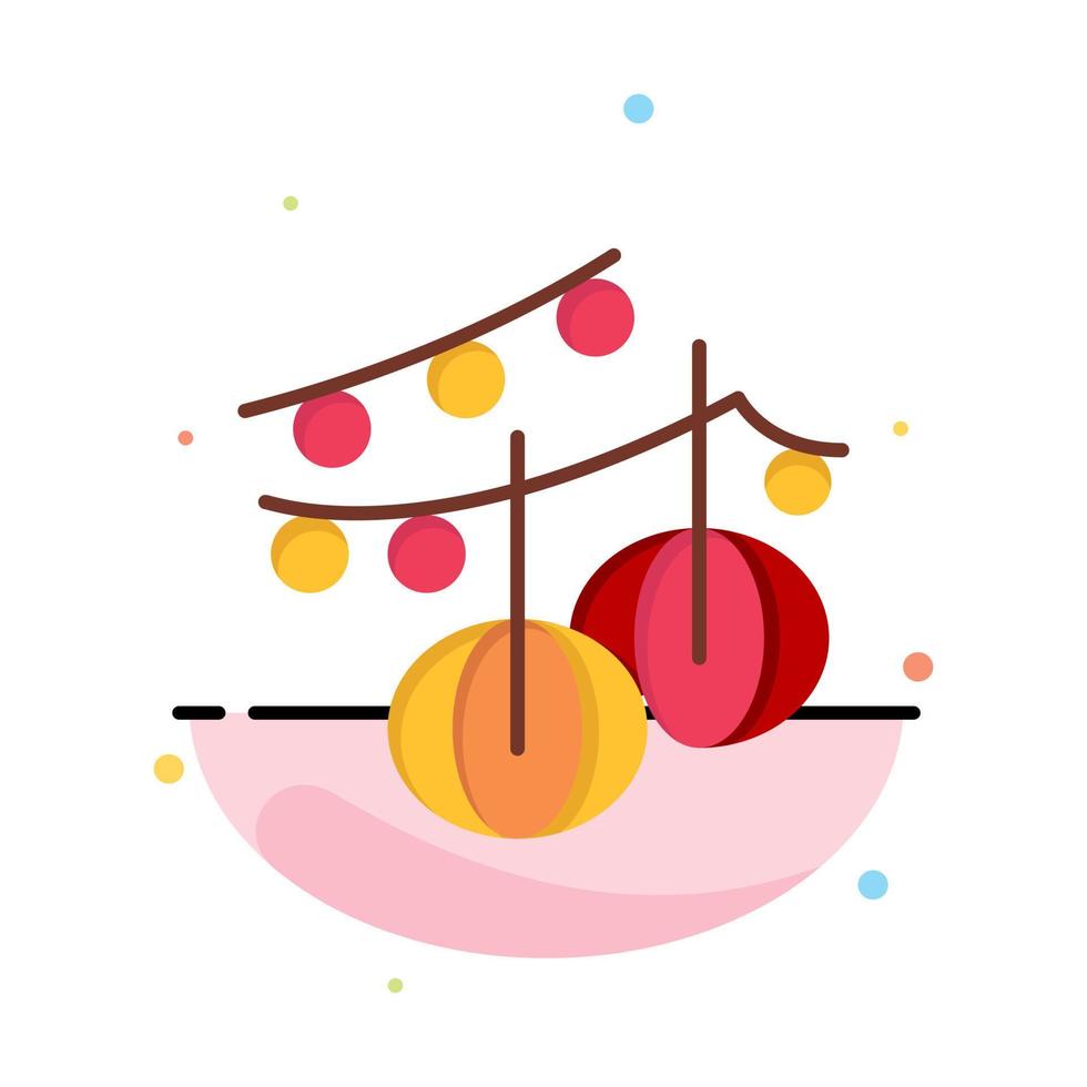 Decoration Balls Hanging Lantern Abstract Flat Color Icon Template vector