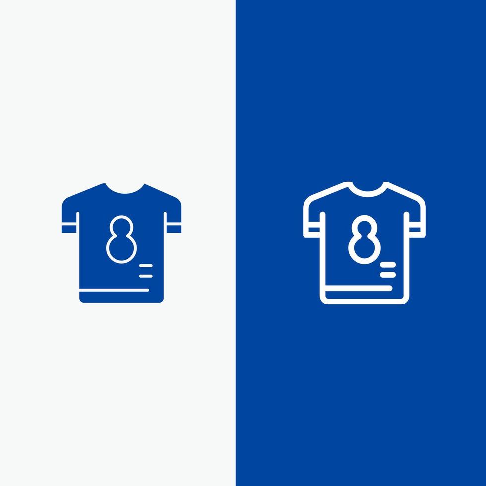 kit de fútbol camiseta de jugador línea de fútbol y glifo icono sólido bandera azul línea y glifo icono sólido bandera azul vector