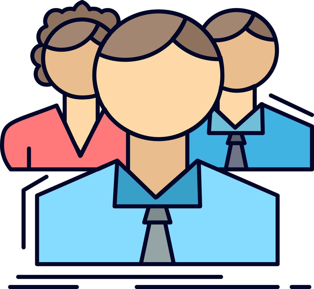 group multiplayer people team online Flat Color Icon Vector