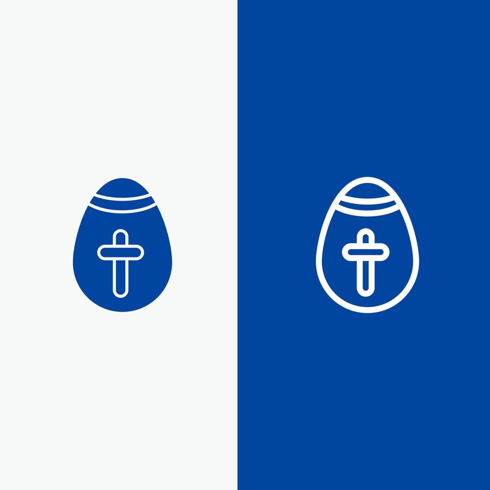 huevo de pascua huevo vacaciones vacaciones línea y glifo icono sólido banner azul línea y glifo icono sólido bandera azul vector