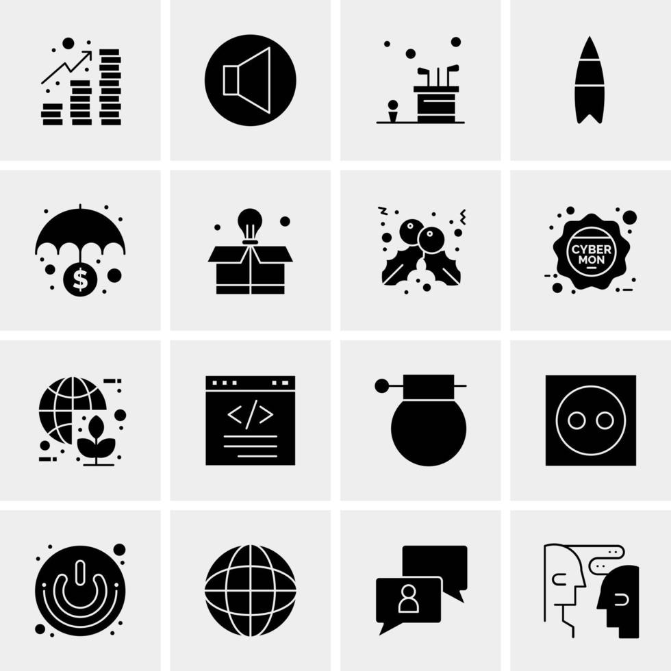 16 iconos de negocios universales vector ilustración de icono creativo para usar en proyectos relacionados con la web y dispositivos móviles