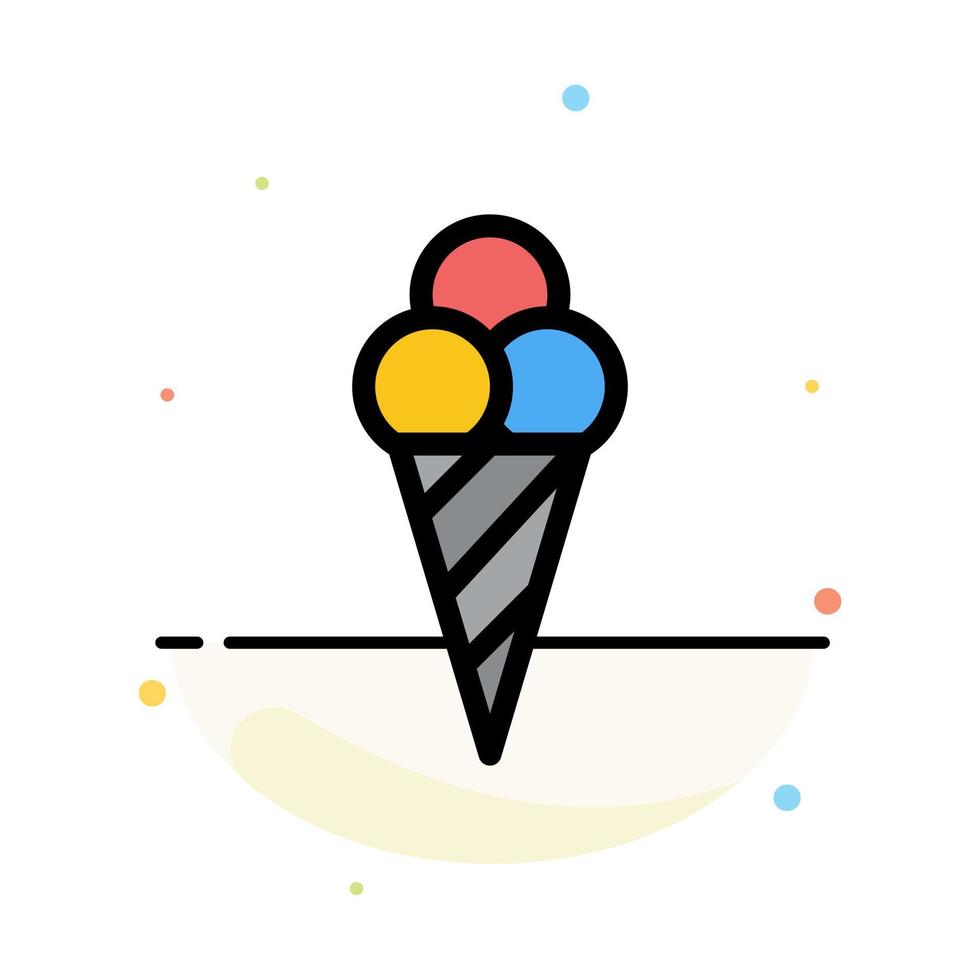 Beach Ice Cream Cone Abstract Flat Color Icon Template vector