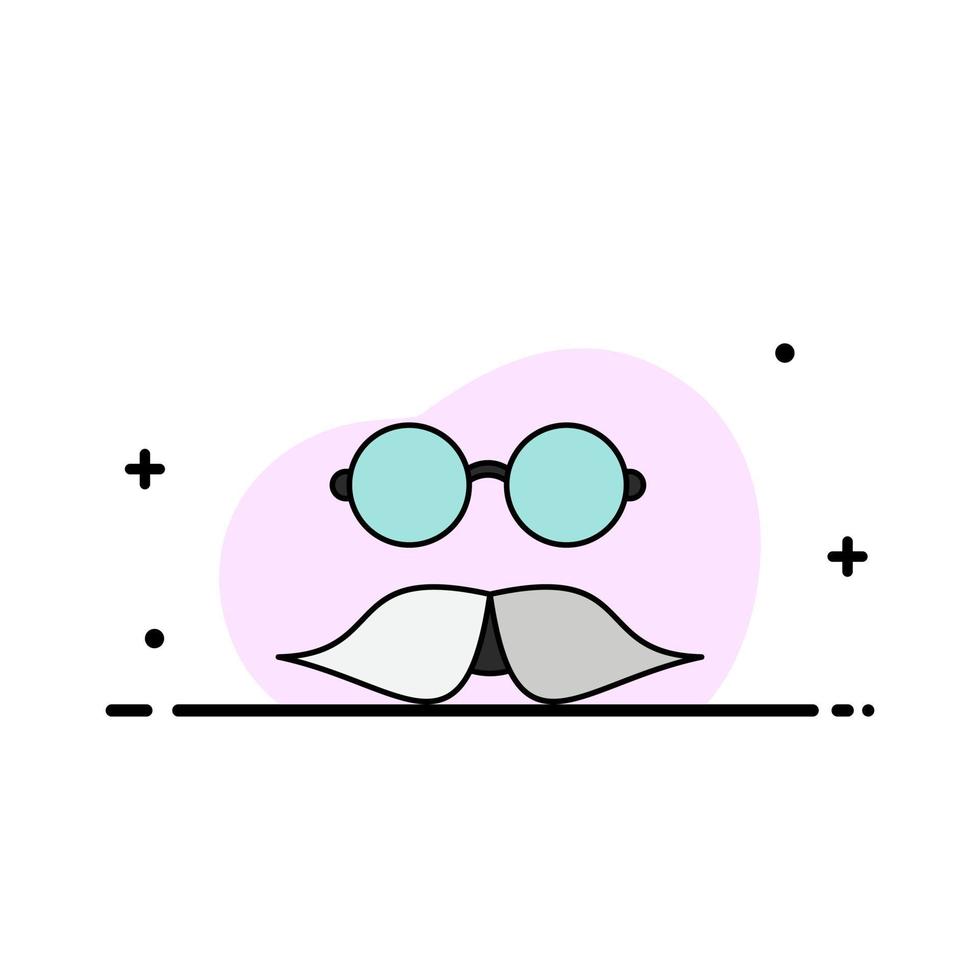moustache Hipster movember glasses men Flat Color Icon Vector