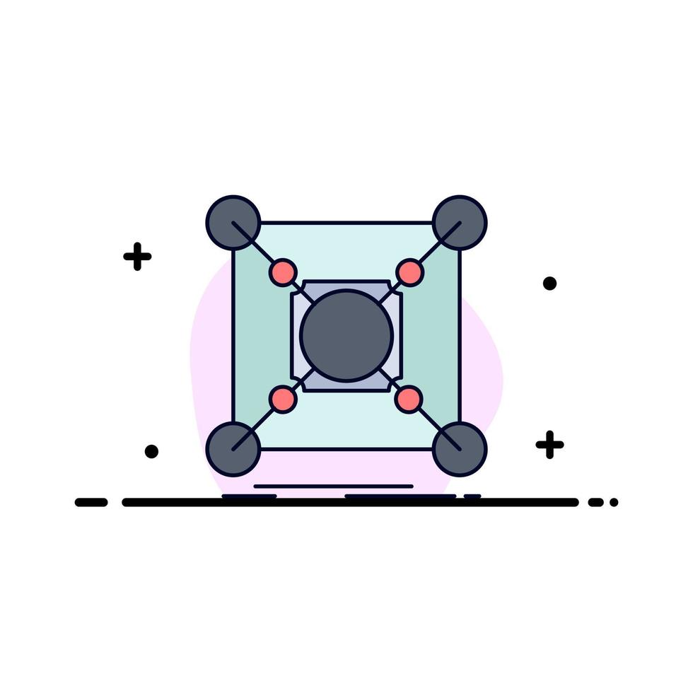 Base center connection data hub Flat Color Icon Vector