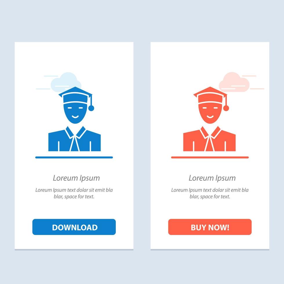 Student Education Graduate Learning  Blue and Red Download and Buy Now web Widget Card Template vector