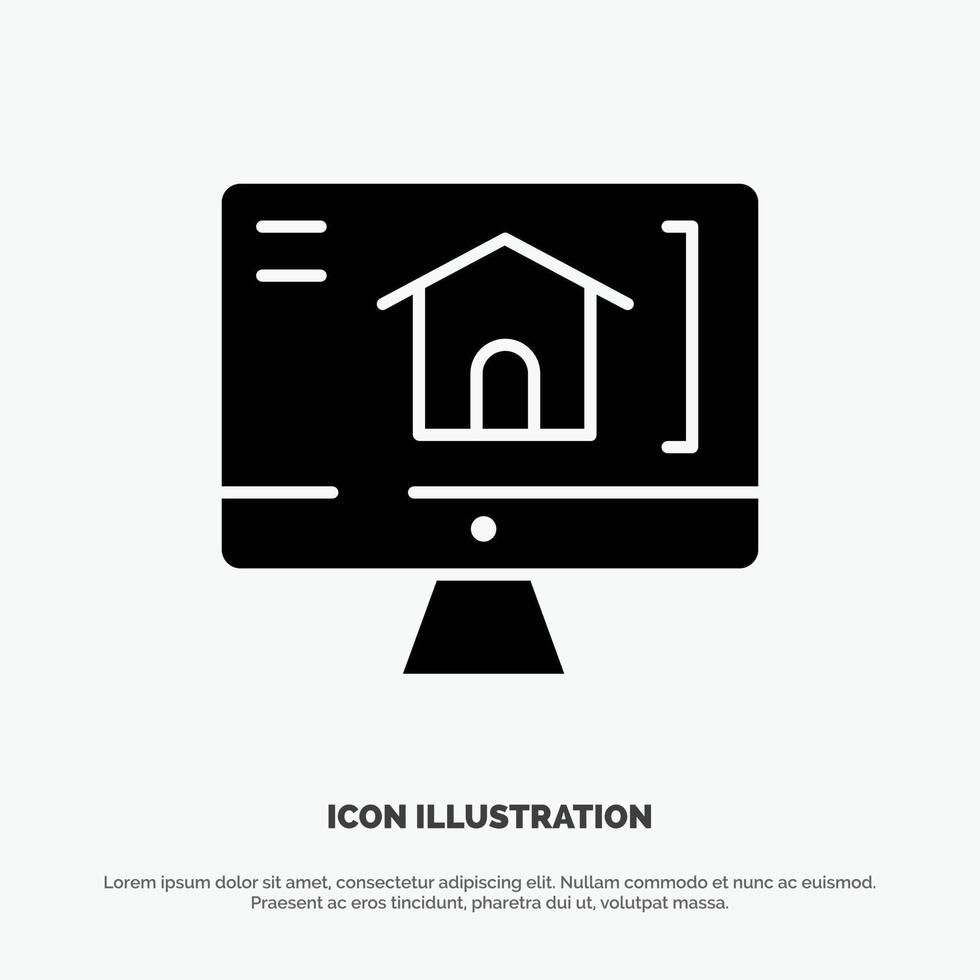 Computer Home House solid Glyph Icon vector