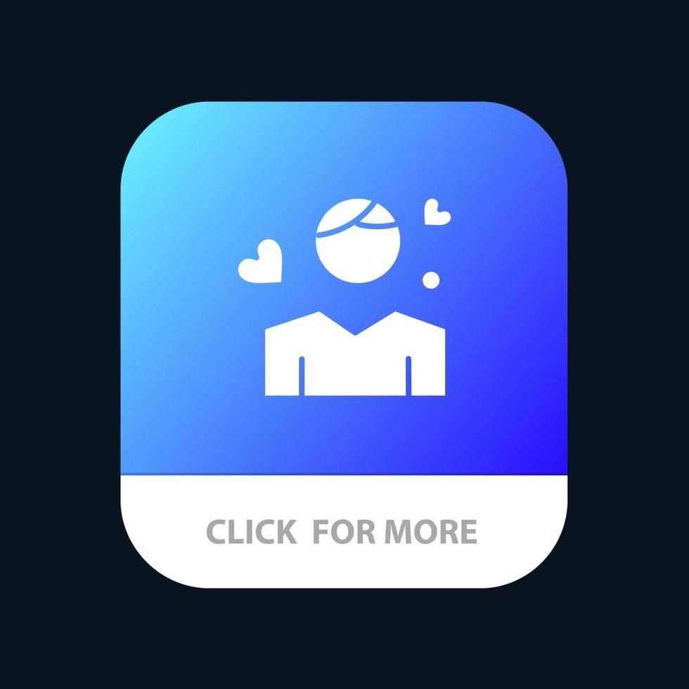 Man Boy Avatar Person Heart Mobile App Button Android and IOS Glyph Version vector