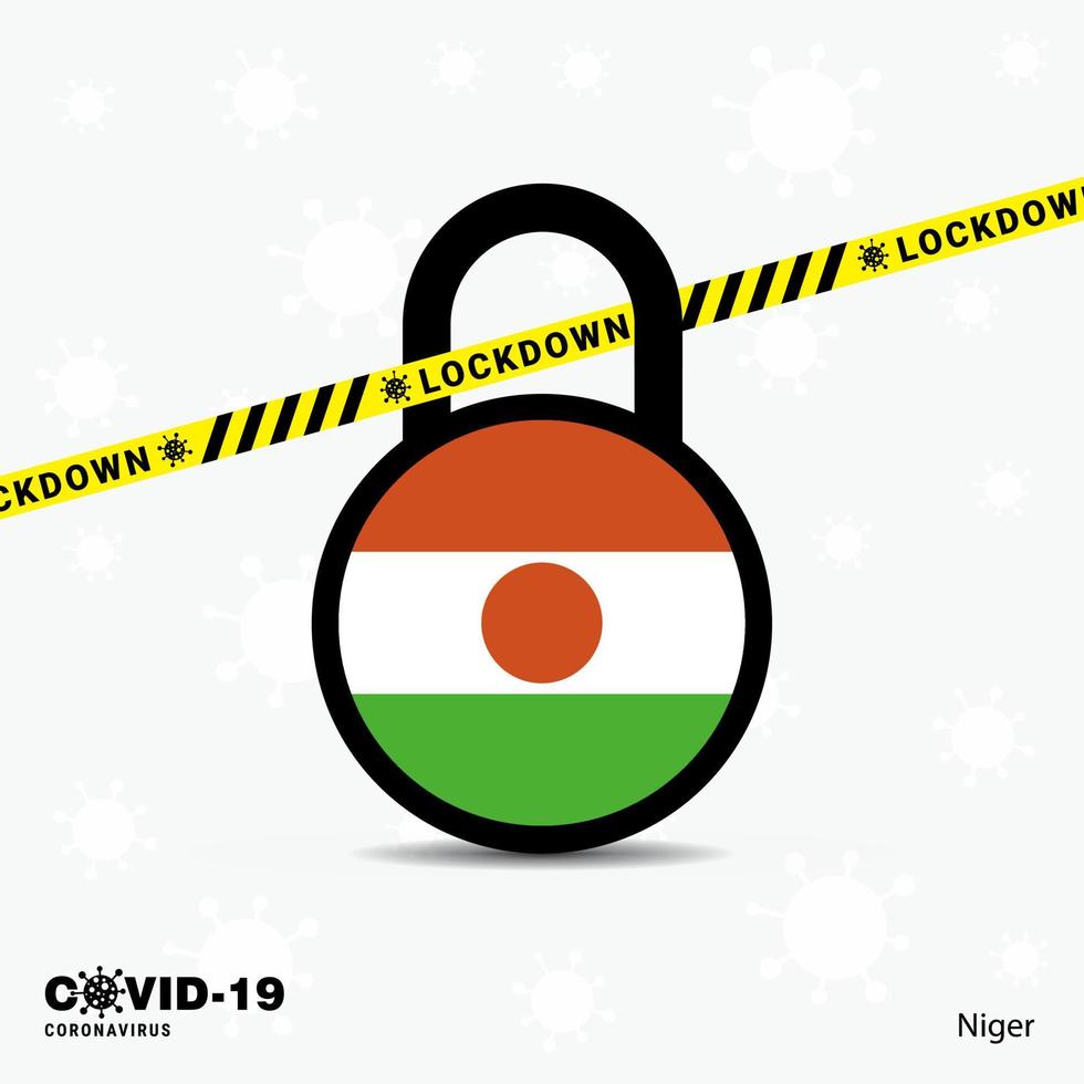 Niger Lock DOwn Lock Coronavirus pandemic awareness Template COVID19 Lock Down Design vector