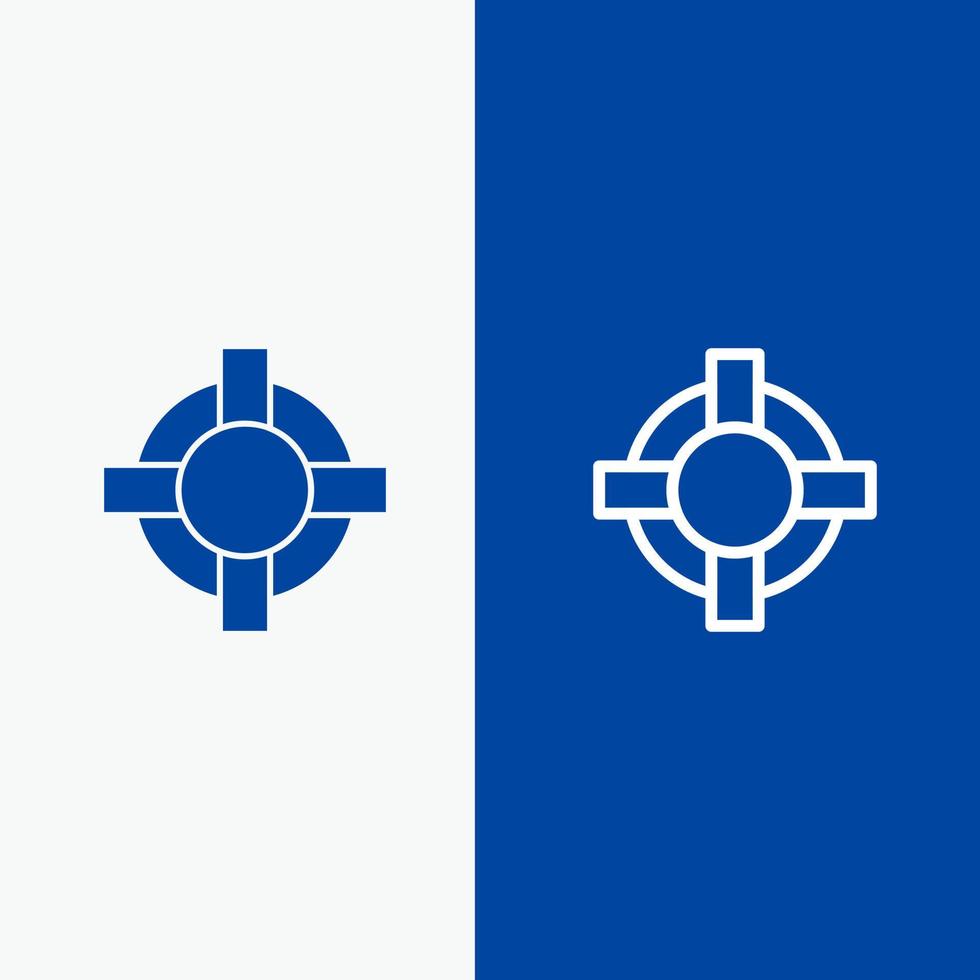 ayuda salvavidas soporte línea y glifo icono sólido bandera azul línea y glifo icono sólido bandera azul vector