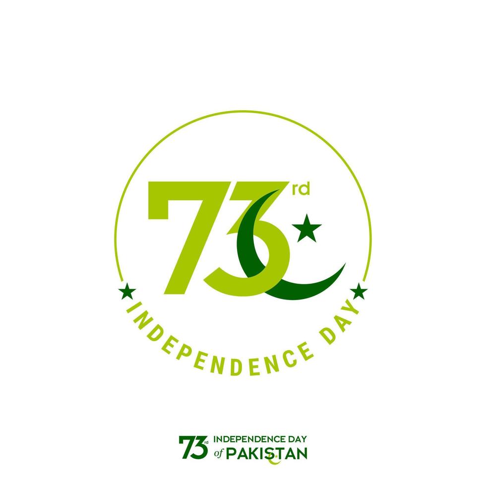 diseño de tipografía del día de la independencia de pakistán tipografía creativa del 73.º feliz día de la independencia de pakistán ilustración de diseño de plantilla vectorial vector