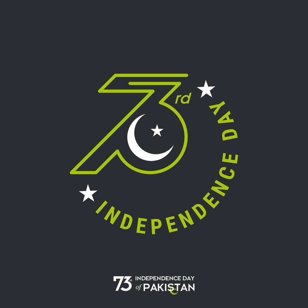 diseño de tipografía del día de la independencia de pakistán tipografía creativa del 73.º feliz día de la independencia de pakistán ilustración de diseño de plantilla vectorial vector