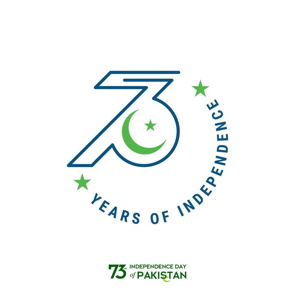 diseño de tipografía del día de la independencia de pakistán tipografía creativa del 73.º feliz día de la independencia de pakistán ilustración de diseño de plantilla vectorial vector