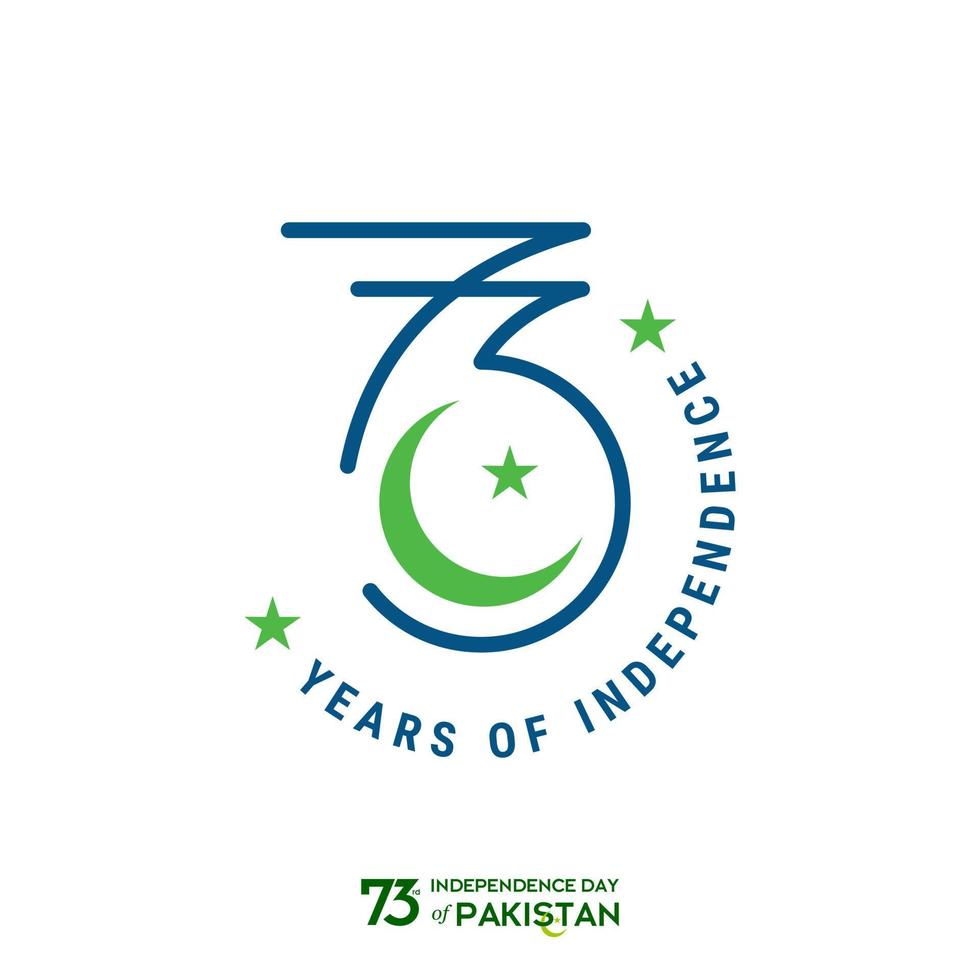 diseño de tipografía del día de la independencia de pakistán tipografía creativa del 73.º feliz día de la independencia de pakistán ilustración de diseño de plantilla vectorial vector