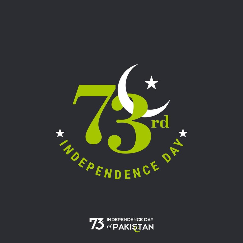 diseño de tipografía del día de la independencia de pakistán tipografía creativa del 73.º feliz día de la independencia de pakistán ilustración de diseño de plantilla vectorial vector