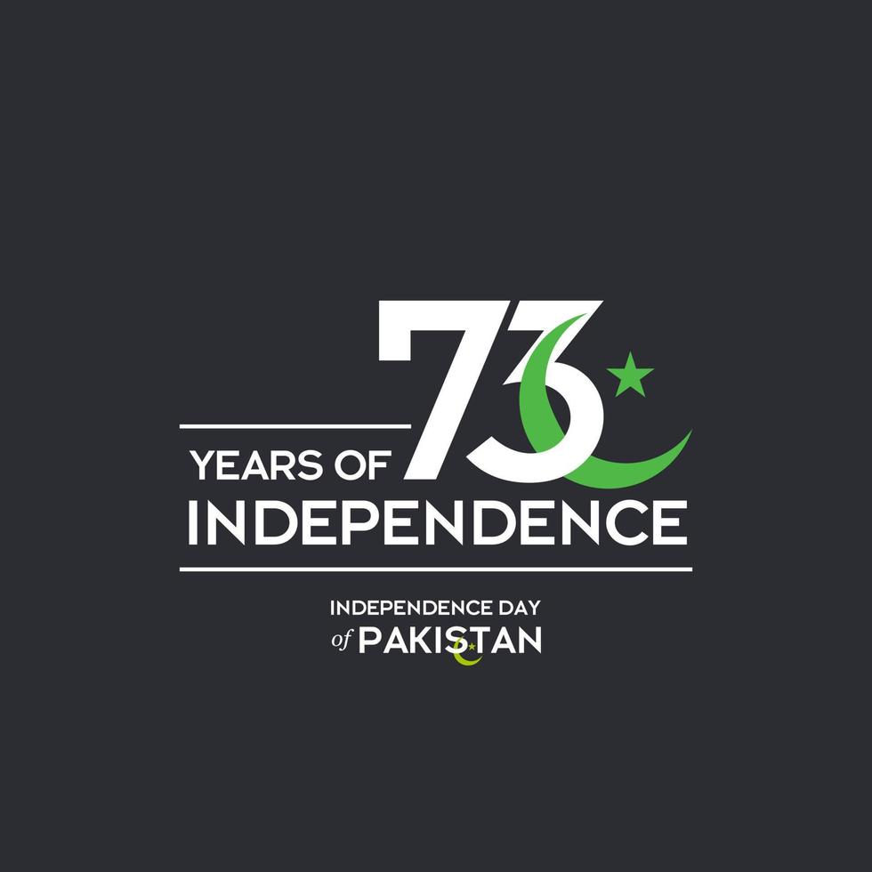 diseño de tipografía del día de la independencia de pakistán tipografía creativa del 73.º feliz día de la independencia de pakistán ilustración de diseño de plantilla vectorial vector