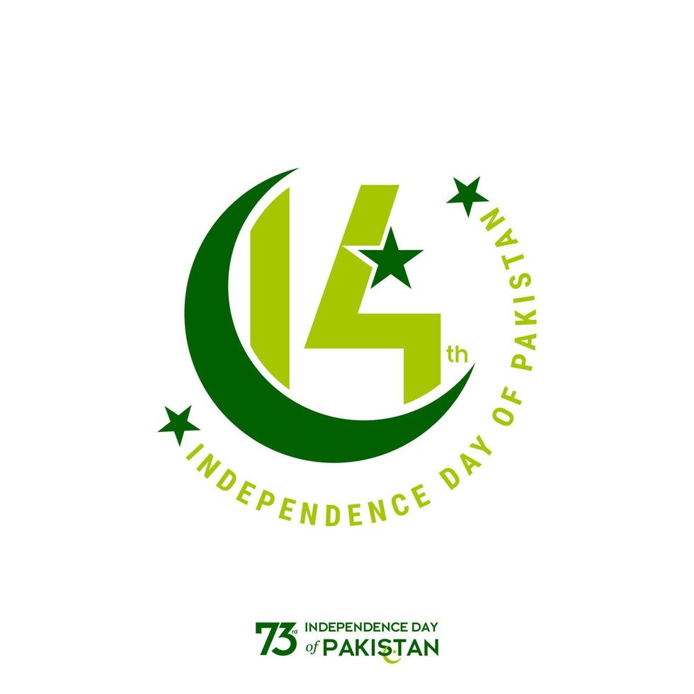 diseño de tipografía del día de la independencia de pakistán tipografía creativa del 73.º feliz día de la independencia de pakistán ilustración de diseño de plantilla vectorial vector